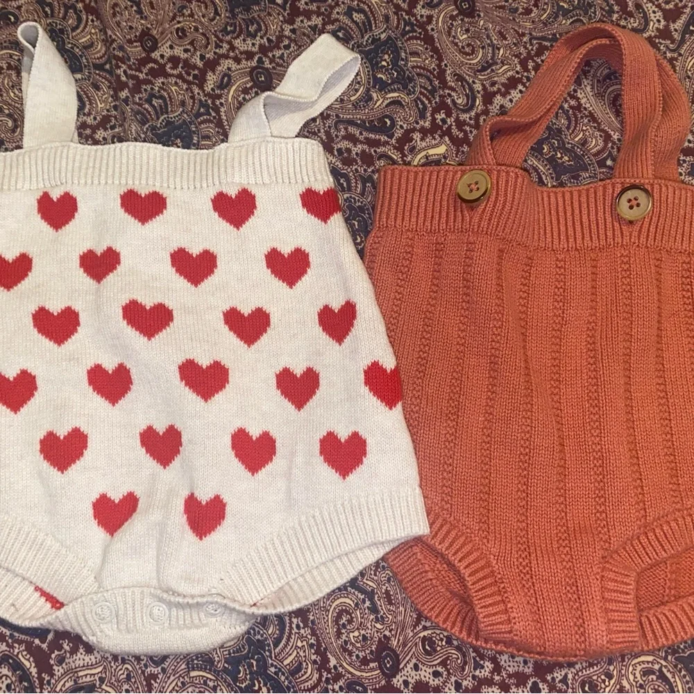 Cat & Jack Red Heart and Orange Knit Diaper Covers
